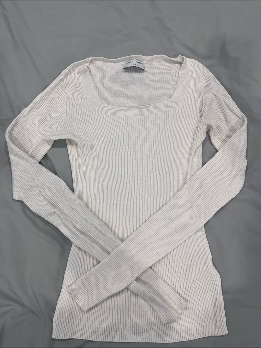 Tiger of Sweden White Ribbed Scoop-Neck Long Sleeve Sweater